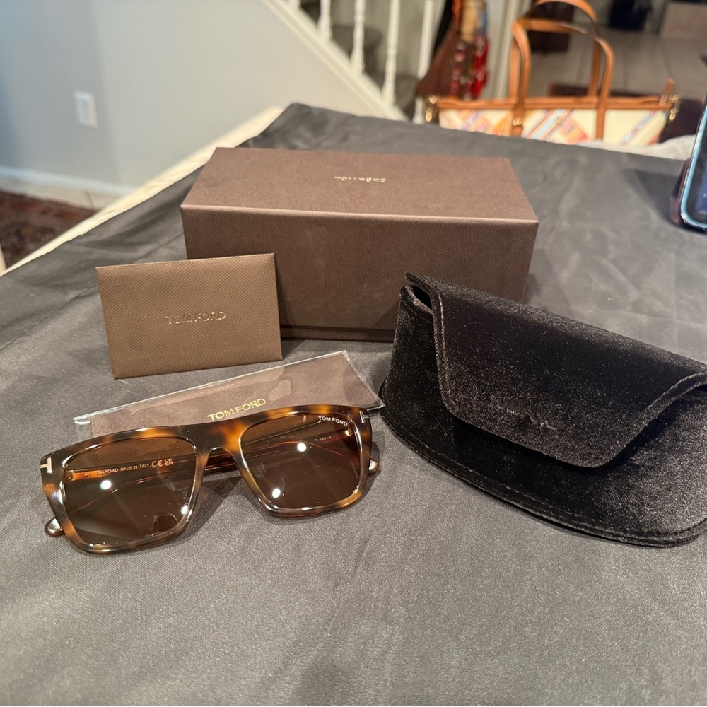 Tom Ford ASLAN FT1175 53E Blonde Havana/Brown Square Sunglasses - Picture 2 of 16
